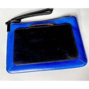Times Arrow Black & Royal Blue Clutch 7”x10” w/ Wristlet - Includes Dust Bag